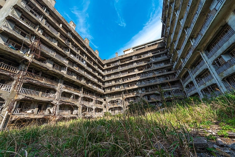 Abandoned buildings on Hashima Island