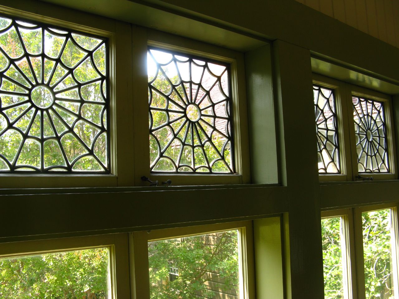 Sarah Winchester's spider web windows.