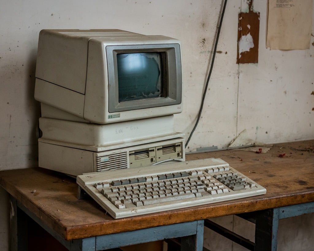 An abandoned, vintage computer