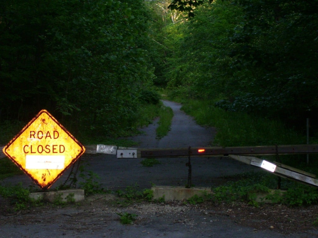 A road closed sign near Helltown, Ohio
