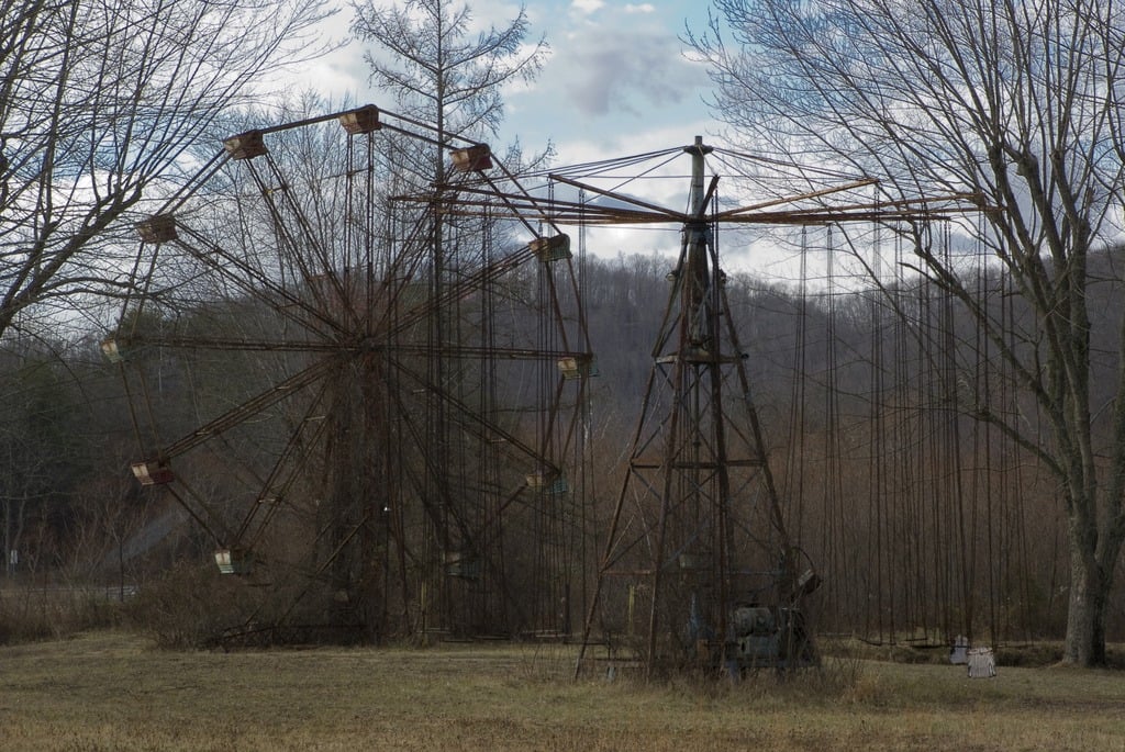 The abandoned remains of Lake Shawnee amusement park