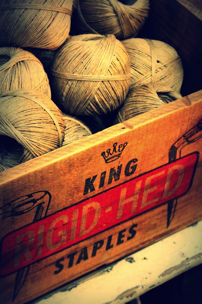 A box of rolls of twine