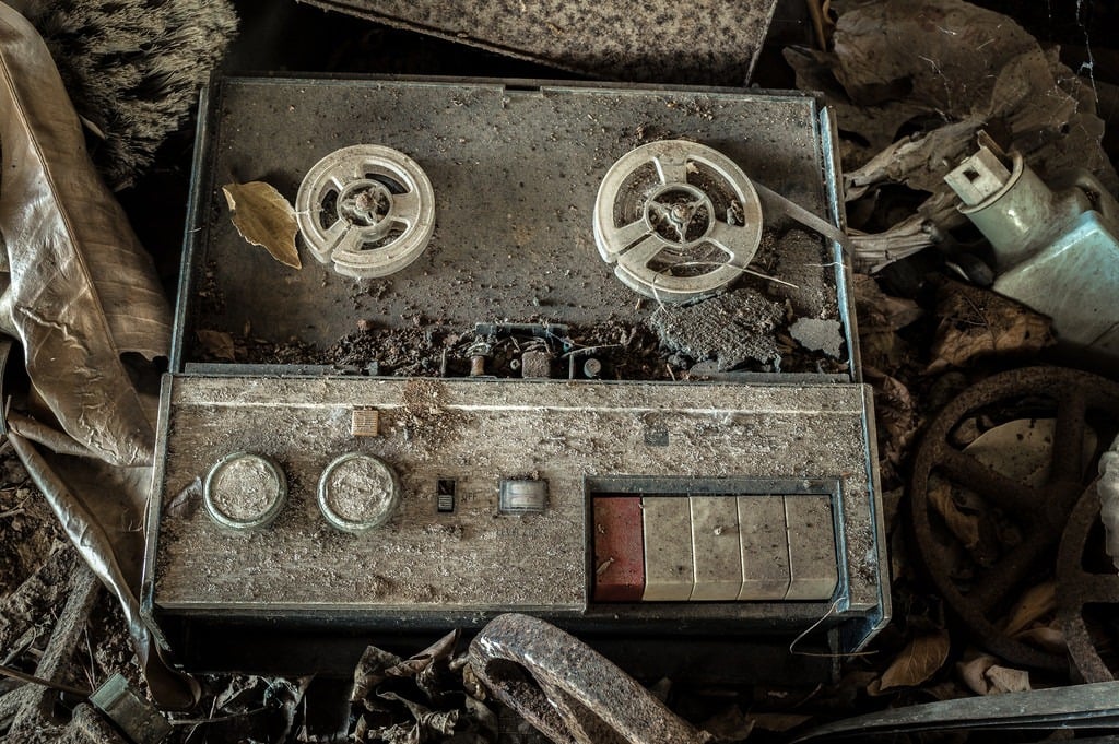 A reel-to-reel tape recorder