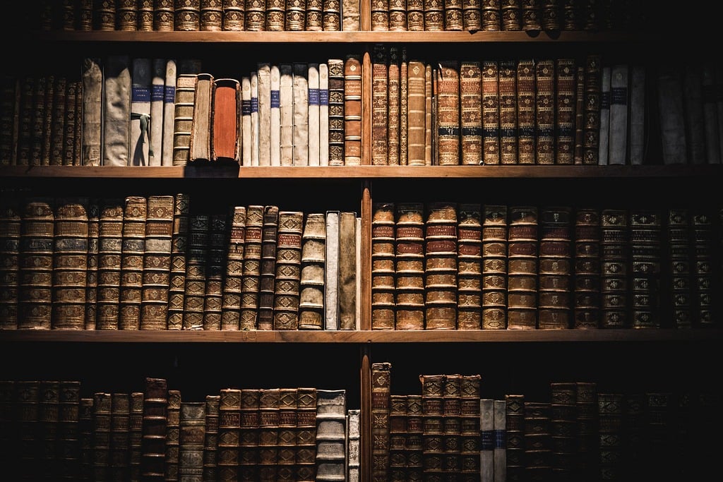 Old books in a shelf