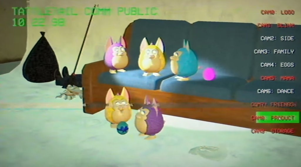 A bunch of different-colored Tattletails sitting on a couch together