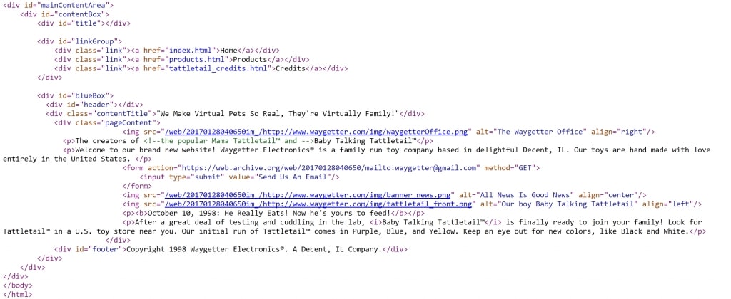 Screenshot of the corresponding source code to the previous screenshot