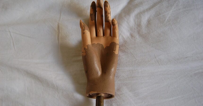 A mannequin's severed hand
