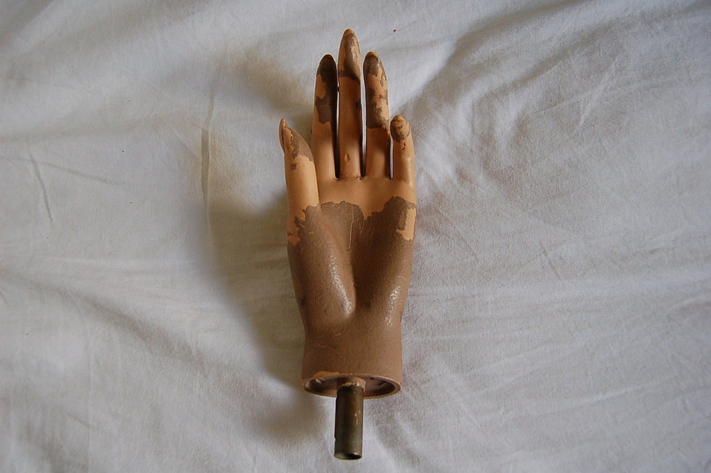 A mannequin's severed hand