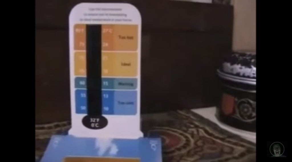 A thermometer measuring the temperature of a room