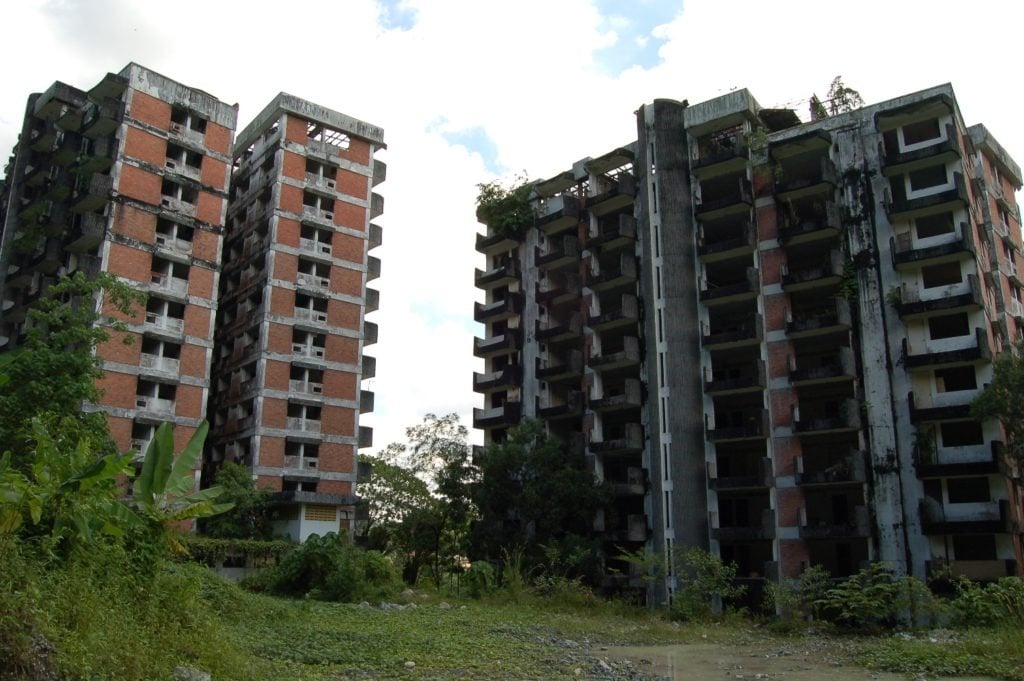 The ruins of Highland Towers