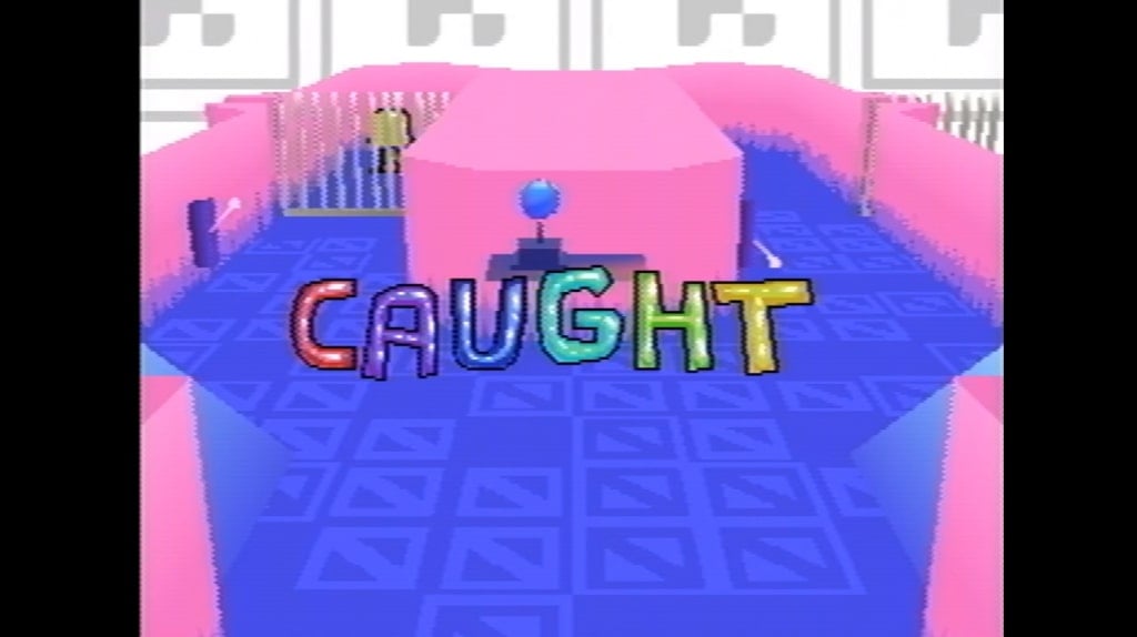 A screenshot from Petscop of the player character catching a pet