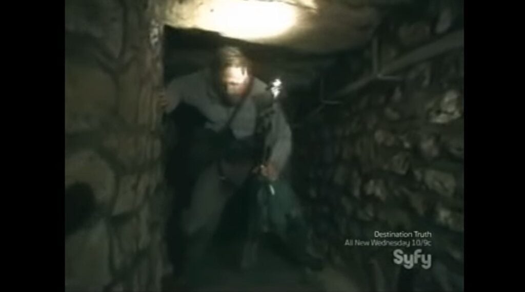 A still from the Scariest Places On Earth segment on the lost catacombs footage