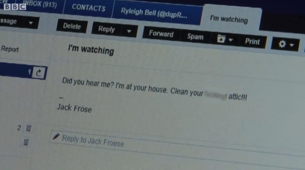 An email sent from Jack Froese after his death, viewed on a computer screen