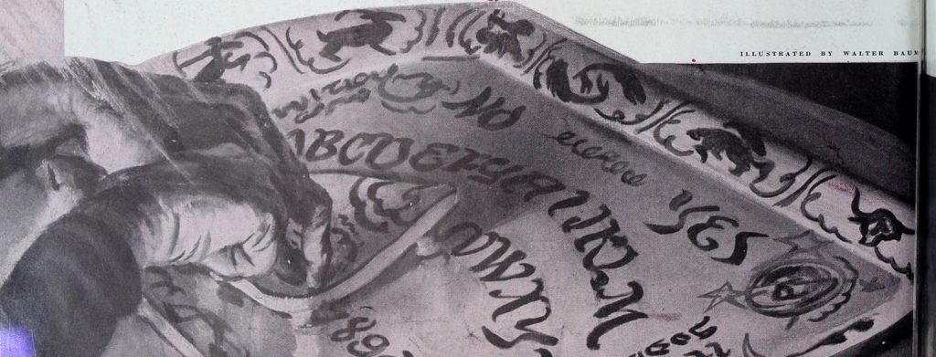 An old illustration of a Ouija board
