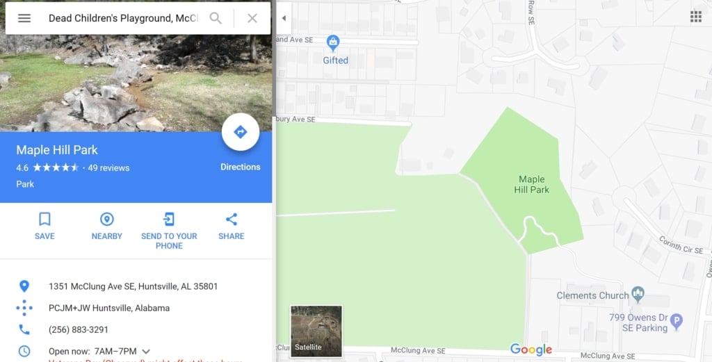 The Dead Children's Playground on Google Maps