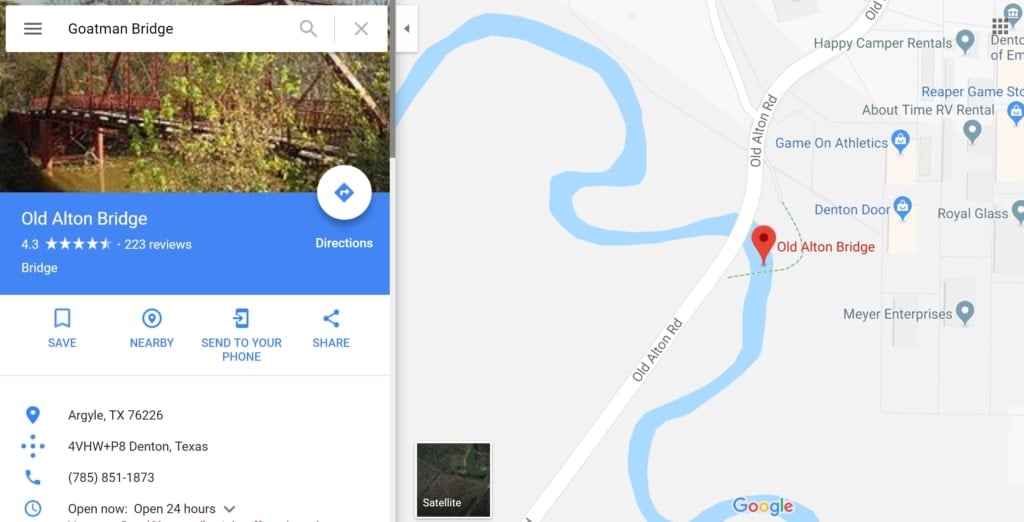 Goatman Bridge on Google Maps