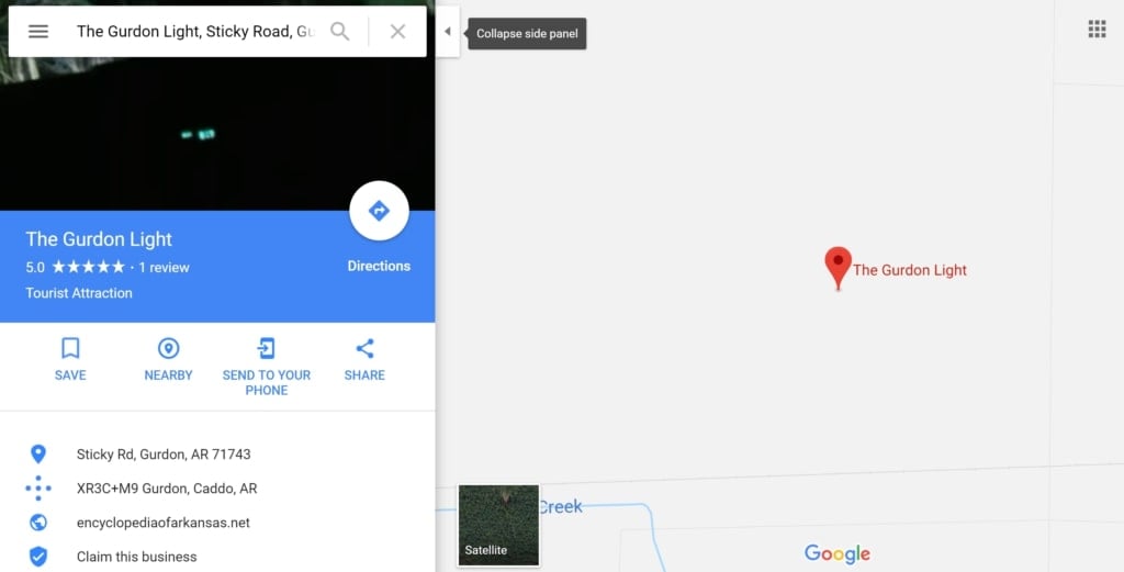 The Gurdon Light on Google Maps