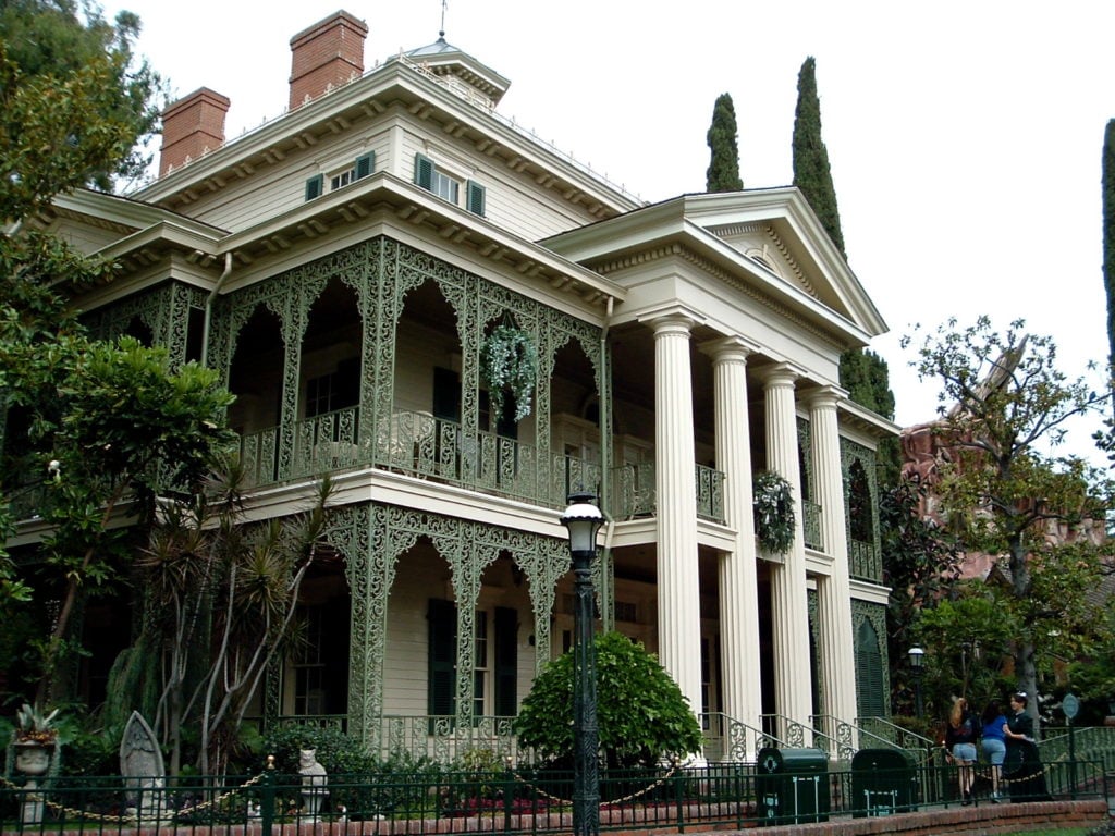 haunted mansion disneyland at night