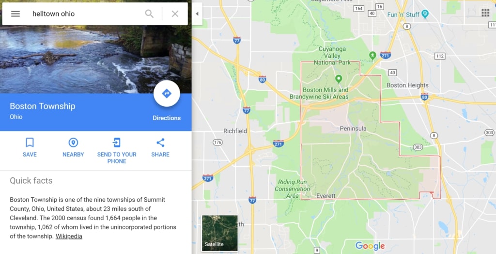 Helltown, Ohio on Google Maps