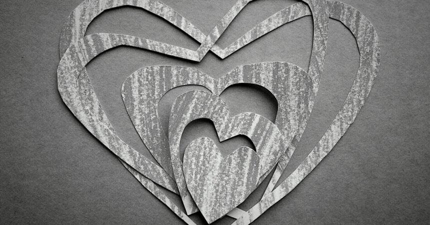 A cut-out paper heart