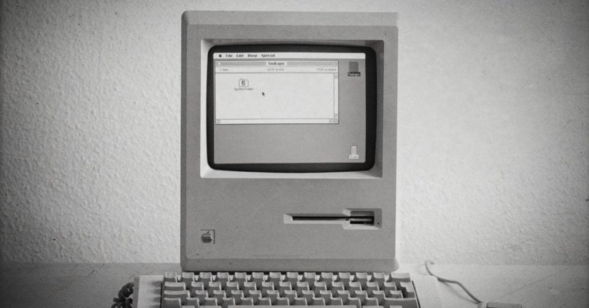 An old, vintage Macintosh computer