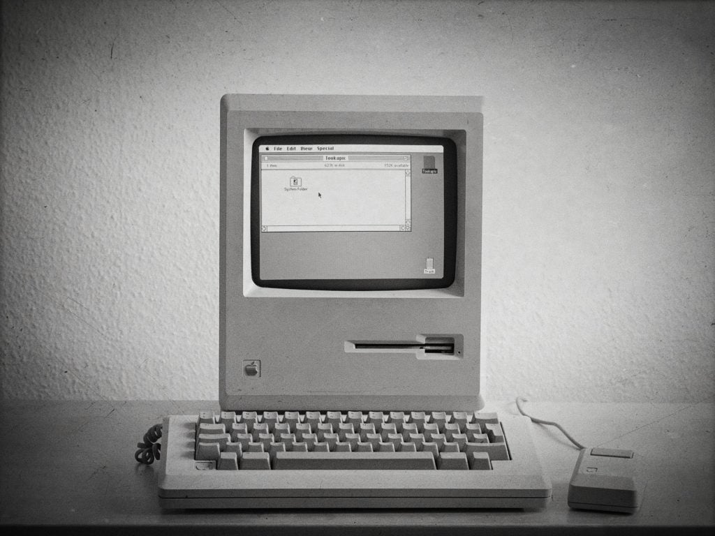An old, vintage Macintosh computer