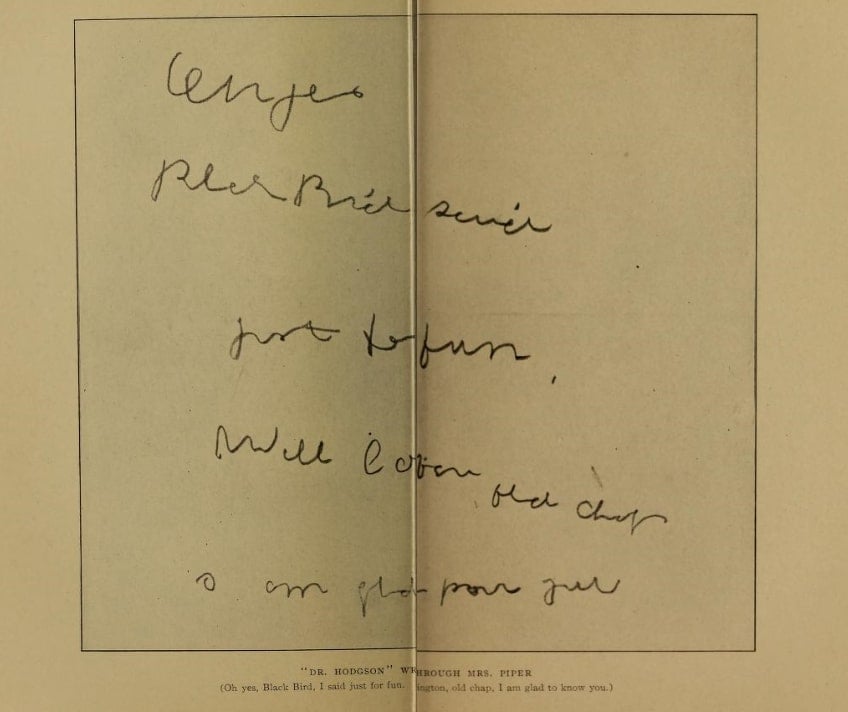 An automatic writing sample from medium Leonora Piper, 1911