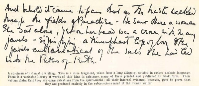 An automatic writing sample from magician William Marriott, 1910