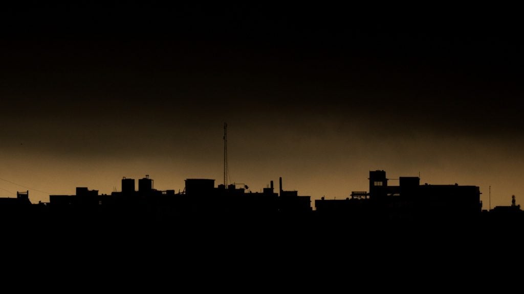 A silhouette of a city skyline