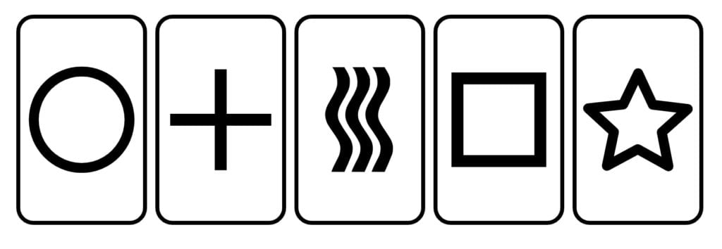 The typical five-card Zener set.
