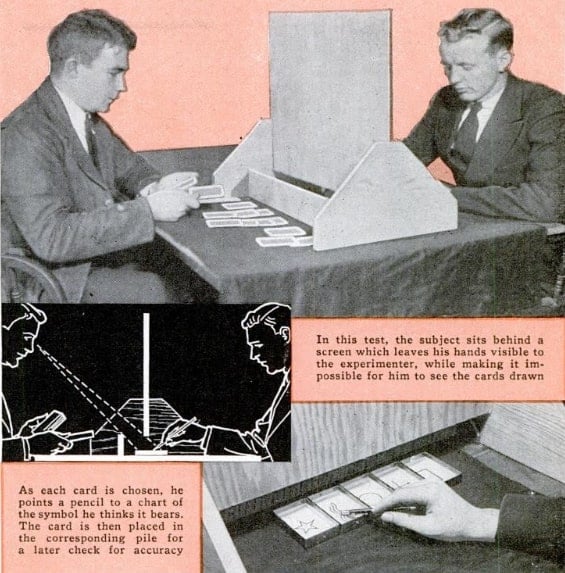 An explanation of a Zener card experiment from Popular Science Magazine, March, 1937. 