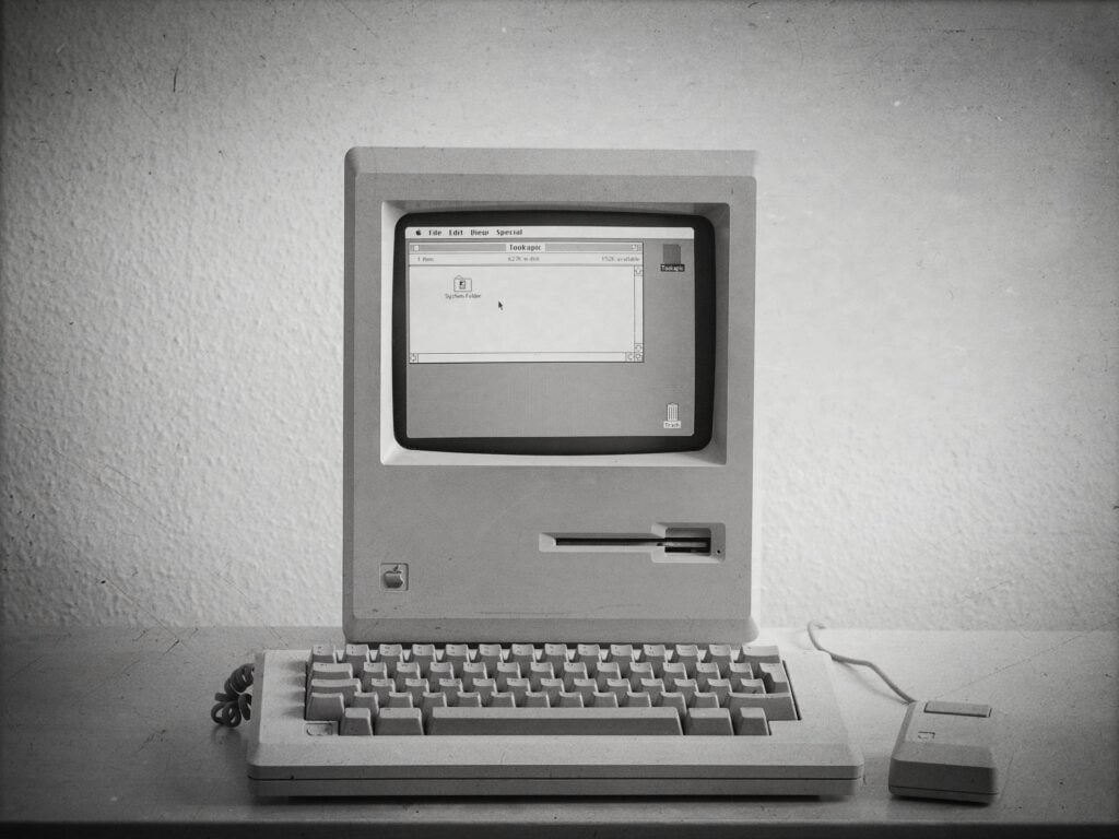 A vintage Macintosh computer