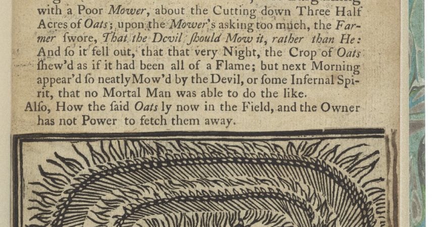 Cover page of "The Mowing-Devil: Or, Strange News out of Hartford-shire" pamphlet, dated 1678.