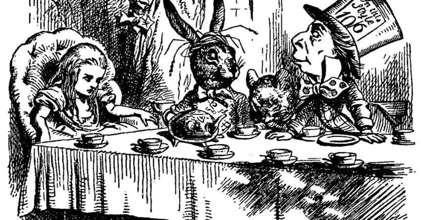 n illustration of the Mad Tea Party from Alice in Wonderland