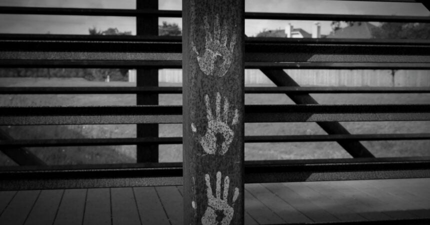 Bridge with handprints