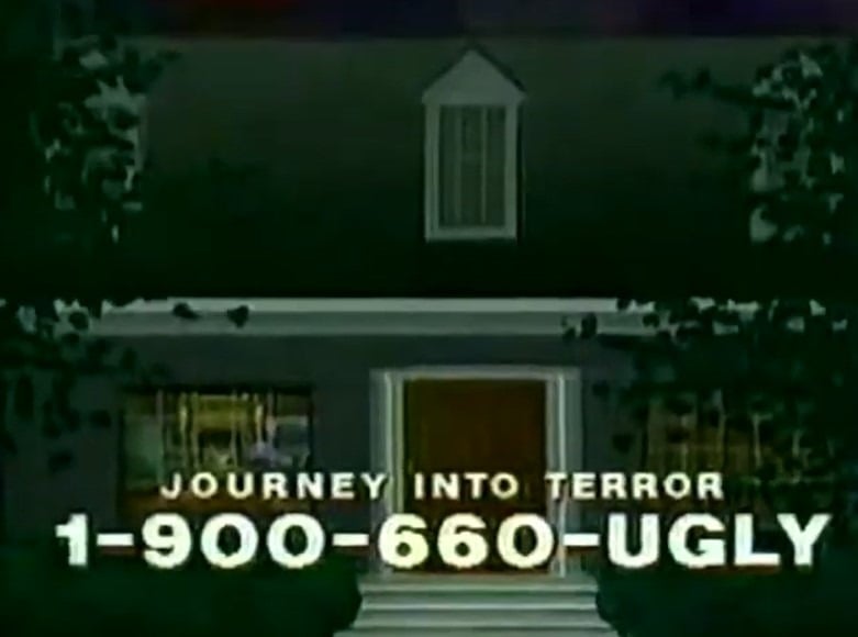 A screenshot from the 1-900-660-UGLY phone number commercial