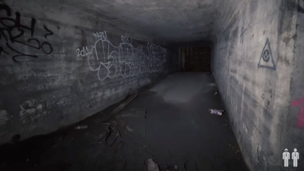 A long, graffiti'd tunnel in the Cincinnati subway