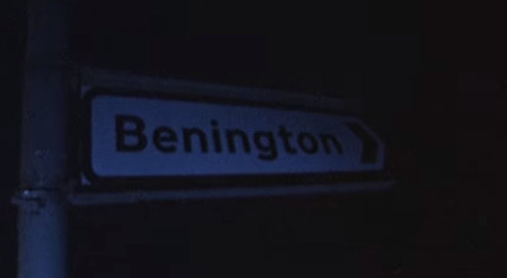 A sign pointing to Benington