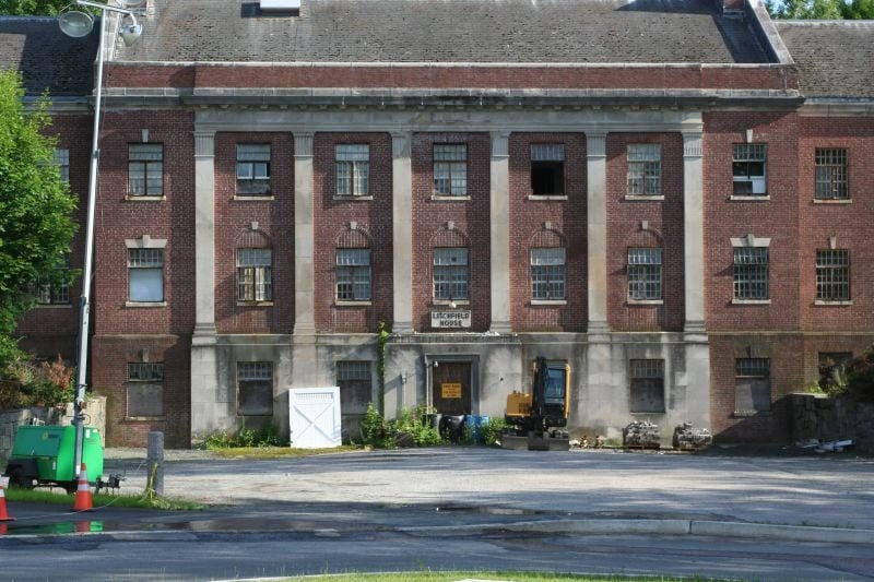 The exterior of the former Litchfield House building at Fairfield Hills