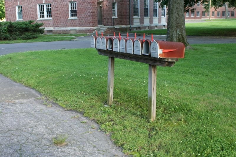 A row of mailboxes at Fairfield Hills