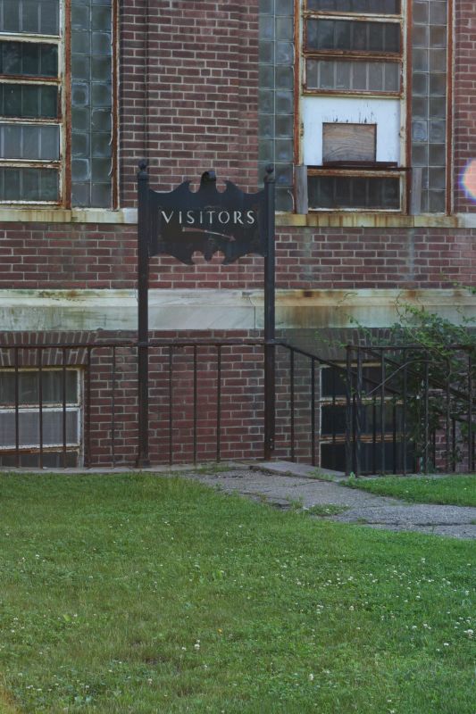 A "Visitors" sign at Fairfield Hills