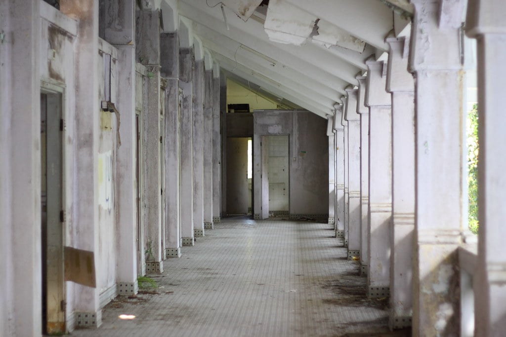 A hallway in Old Changi Hospital in Singapore