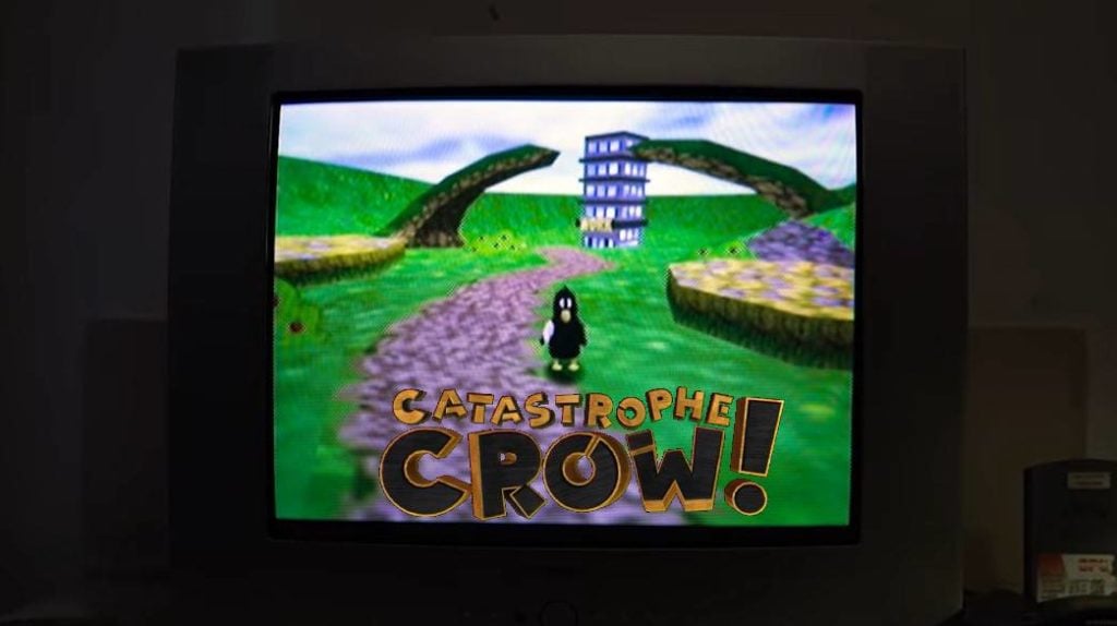 Crow 64 playing on a television