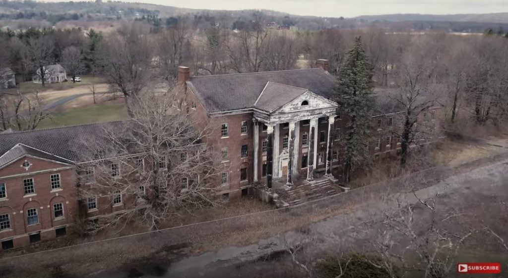 The remains of Fairfield Hills, viewed via drone