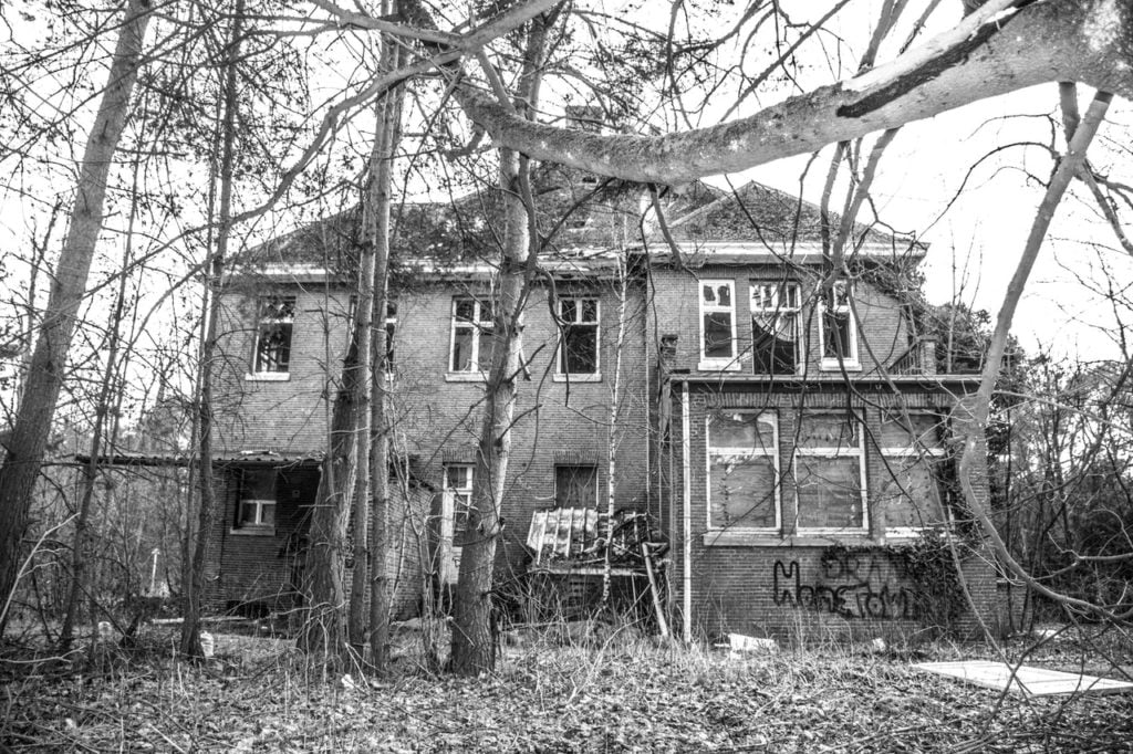 An abandoned house in the woods