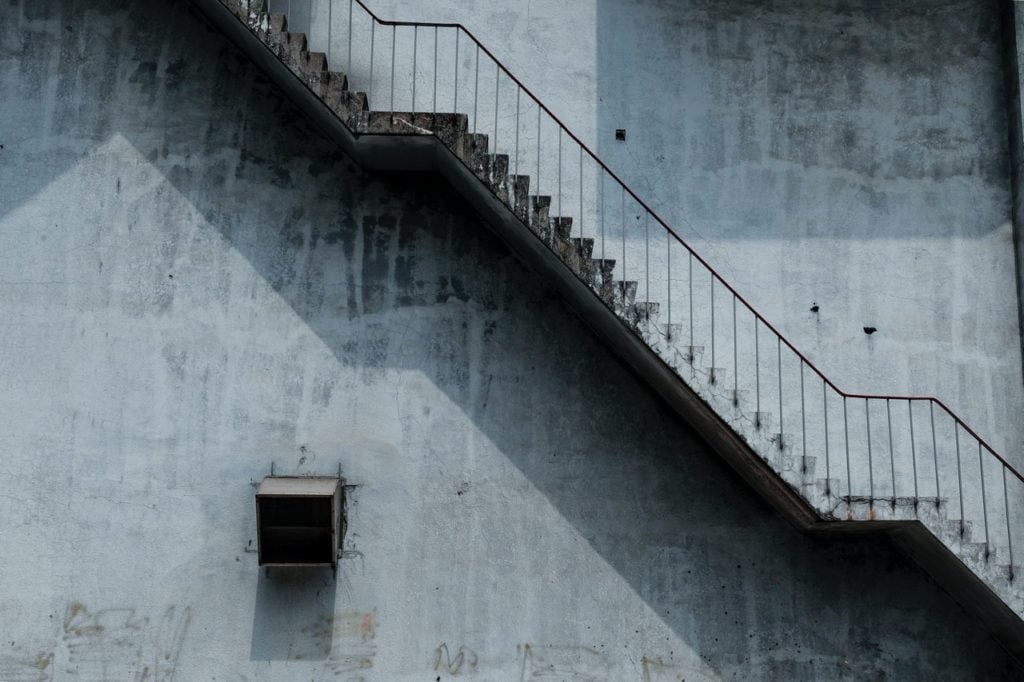 A staircase, viewed from the side