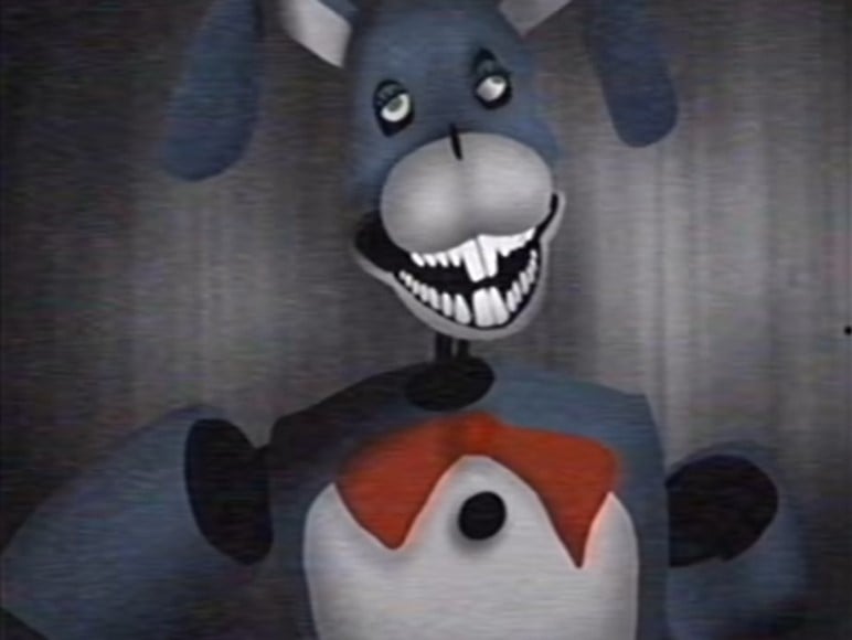 A screenshot from episode one of The Walten Files depicting Bon the blue bunny