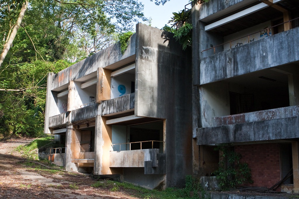 A housing block at the abandoned hostel