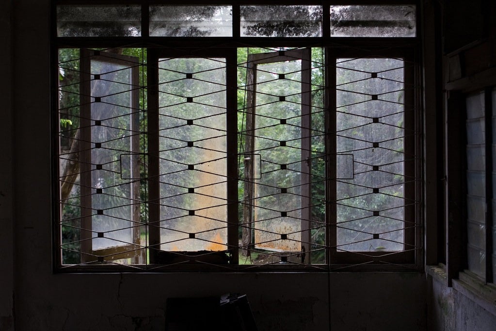 Windows at the abandoned hostel