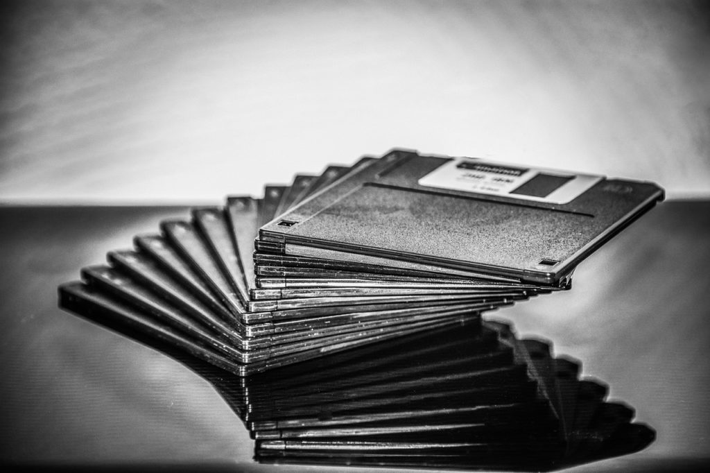A stack of floppy discs